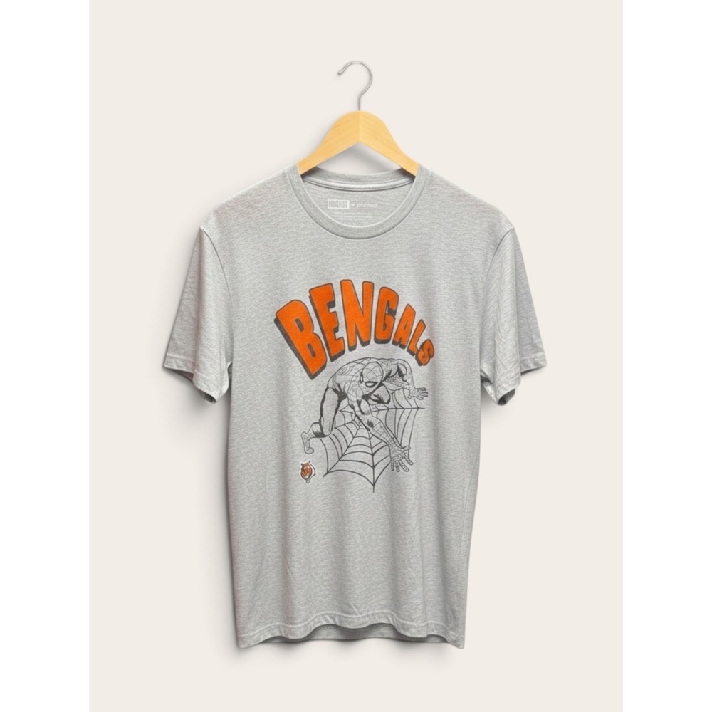 Marvel x Junk Food Cincinnati Bengals Spider-Man T-Shirt Mens Medium Grey NWT